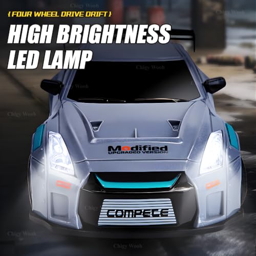 Image of Remote Control Drift Car for Kids | 1:24 Scale 4WD High Speed Remote Control City Drift Racing Car with LED Lights, Drifting Tire Toy Cars for Adults, Boys (Color As Per Stock)