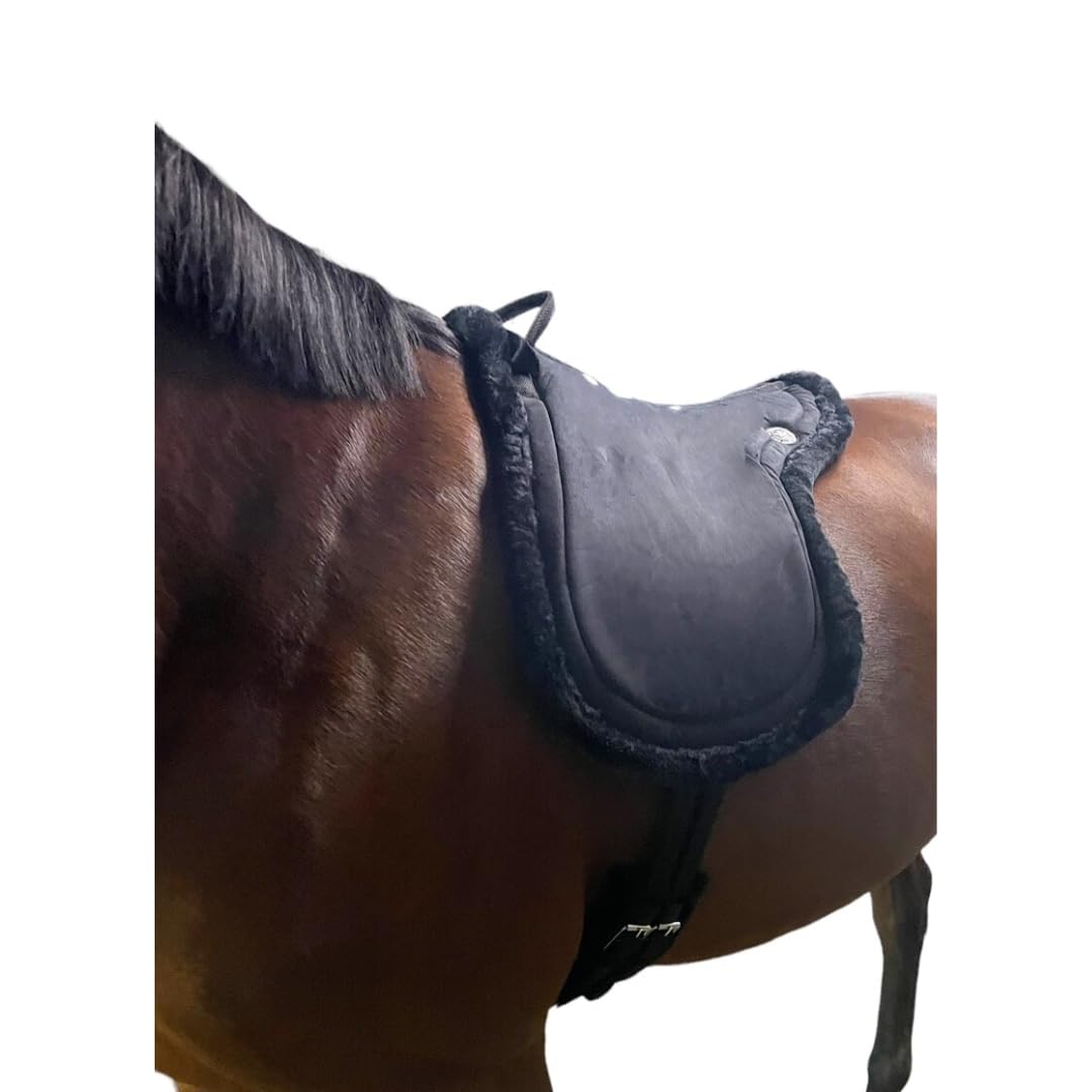 PFIFF 103004 Bareback Pad, Cuscino da Equitazione Senza Albero, in Finta Pelle Scamosciata e Pelliccia Sintetica, Cuscino per Sella, Colore Marrone