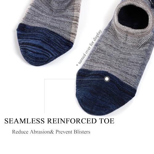 Mottee&Zconia No Show Socks for Men Short 3-Yarn Knit Cotton Casual Anti-Skid Non Slip Low Cut Men Invisible Moisture Wicking Socks 5Pack4
