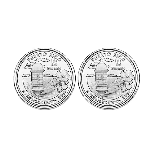 Mancuernillas con monedas Puerto Rico 2009 plateadas miniatura 1