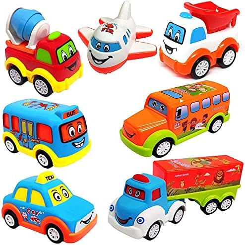 PRIME DEALS Unbreakable Pull Back Vehicles| Push and Go Crawling Toy for Kids & Children, Power Friction Cars for 3+ Years Old Boys|Girls (Pack of 7)., Multicolor