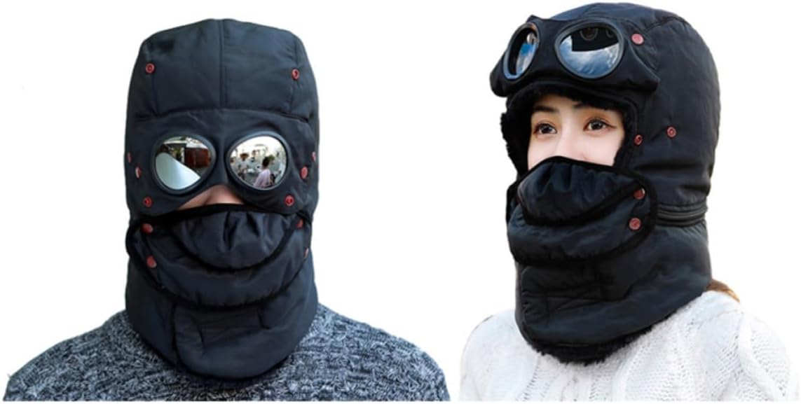 Black Windproof Thickened Ski Cap Face and Neck Cover