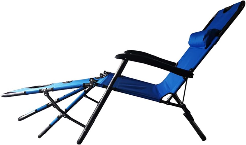 Morestar Patio Lounge Chair,Portable Folding Outdoor Patio Lounge Chairs Adjustable Footrest Sun Pool Lawn Chaise with Pillow for Outdoor Camping Patio Lawn Beach(Dark Blue)