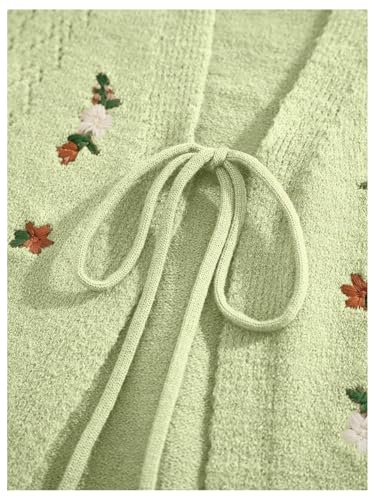 OYOANGLE Women's Floral Embroidered Tie Front Sweater Vest V Neck Sleeveless Knitted Tank Tops3