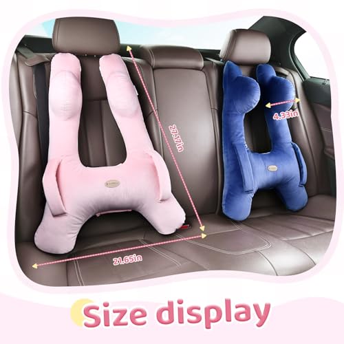 Image of FLORICH Kids Travel Pillow, Car Sleeping Travel Pillow for Kids, Washable H-Shaped Pillow for Adults and Children to Support Head and Body for Road Trips Pillow for Car (Light Pink)
