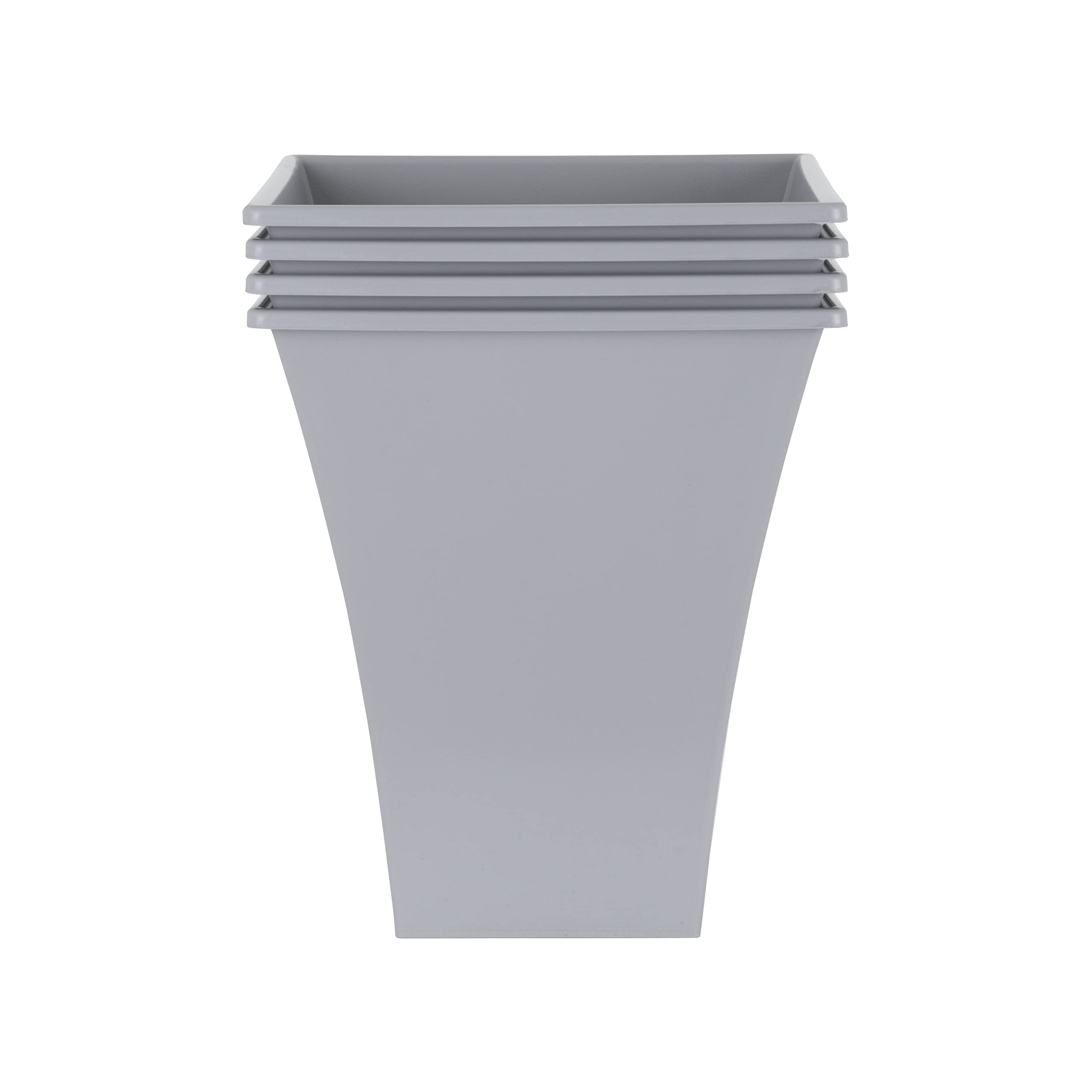 Wham Metallica Square Planter 28cm - Cement Grey - Recycled Plastic - 4 Pack