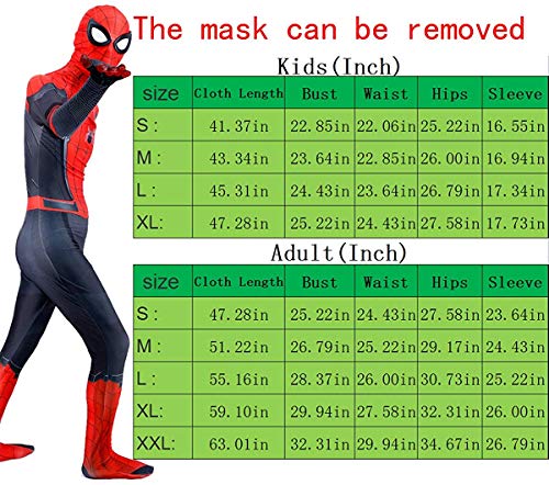 Bisika Cos fantasia de cosplay de dia das bruxas unissex de lycra e elastano para adultos/crianças e