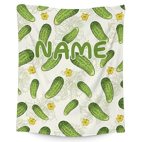 Eccustomized Personalized Pickle Blanket for Kids - 30x40 Inches Lap Size - Cozy Lightweight Plush Blanket Gift - White Aesthetic Throws for Bed, Couch, Sofa