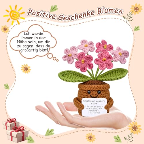 Mwmoeen Pocket Hug Positive Blume, Lustige Positive Strickwolle Sonnenblume Motivationsgeschenke Geschenke für Freundin Kollegen und Famili(P5)