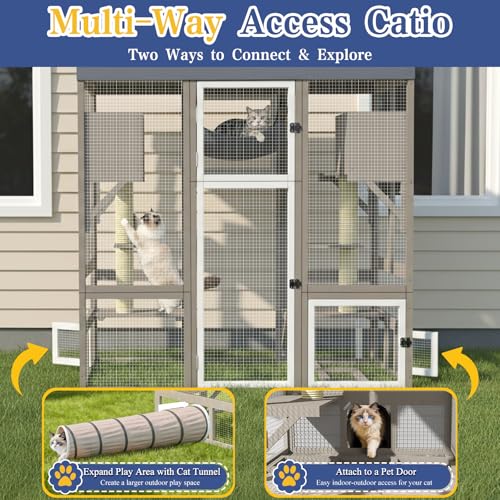 Image of PetsCosset 61.5 inch L Walk-in Catio Outdoor Cat Enclosure for Multiple Cats