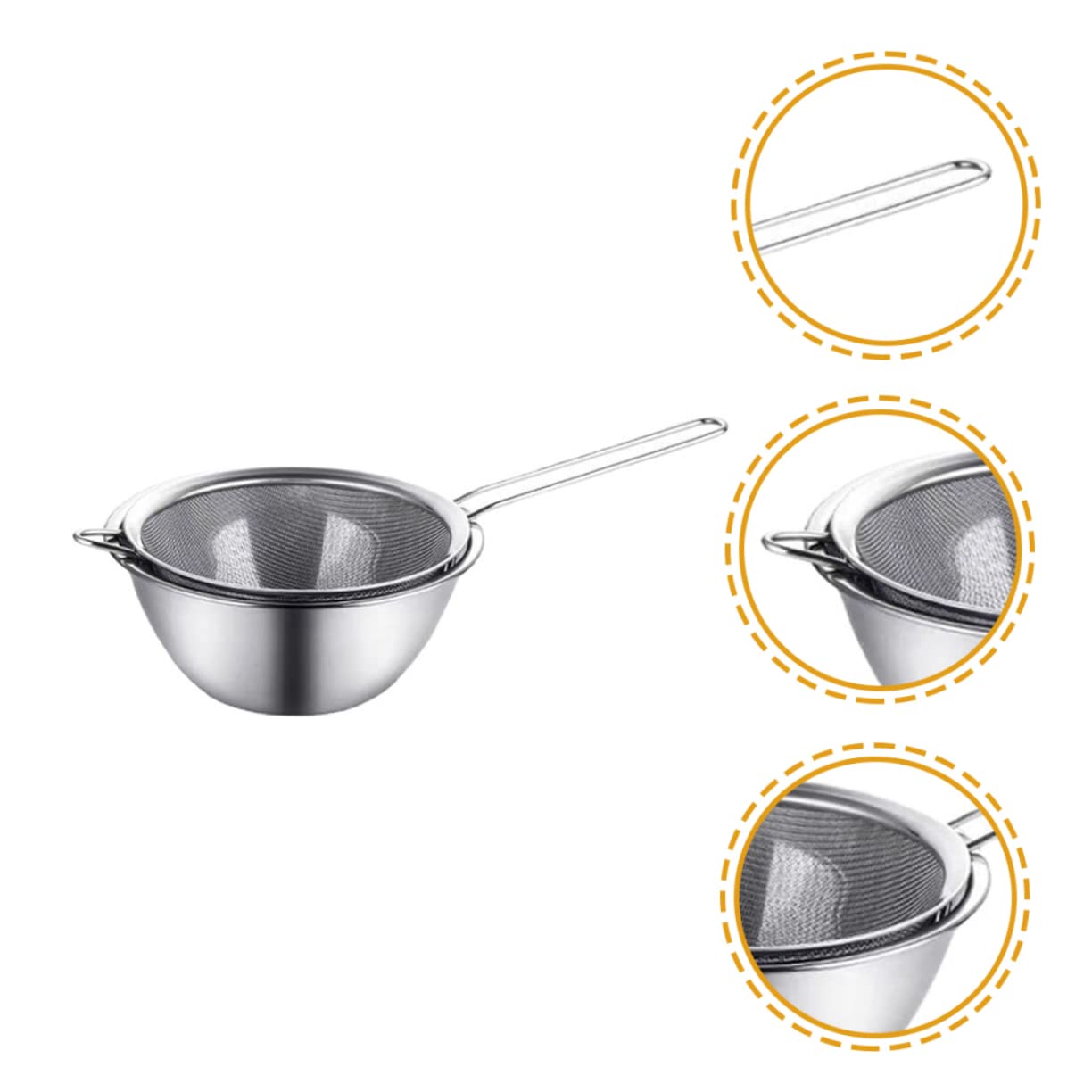 ABOOFAN 2 Sets Stainless Steel Mesh Skimmer Spoon with Fine Strainer and Bowl Skimmer for Cooking Heat Insulated Handle for Home Restaurants and Snack Bars