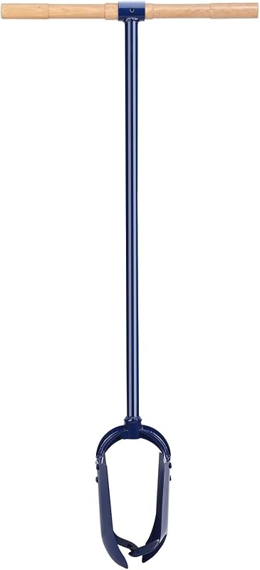 Excavadora de agujeros para postes con barrena manual de 6" x 46", mango en T de madera dura resistente, diseño antideslizante, profundidad ajustable, ideal para instalación de postes de cercas, plantación de árboles y excavación de jardines