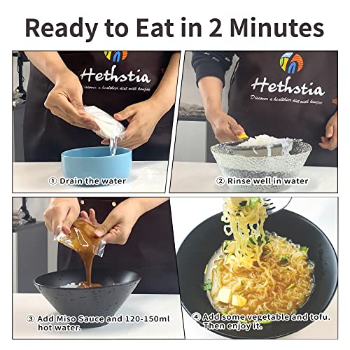 Image of Hethstia Shirataki Ramen Noodles, Low Carb Soup, 6 Pack Miso Flavor Instant Pasta(61.38oz,1740g), Only 15 Kcal