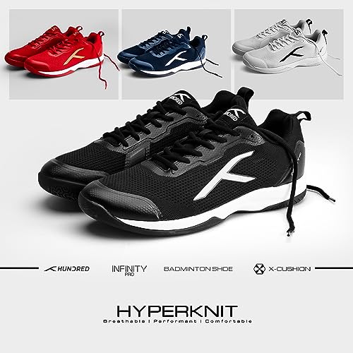 Image of Hundred Infinity Pro Badminton Shoes (Non Marking) | Also Perfect for Squash, Table Tennis, Volleyball, Basketball & Indoor Sports | Lightweight & Durable | X-Cushion