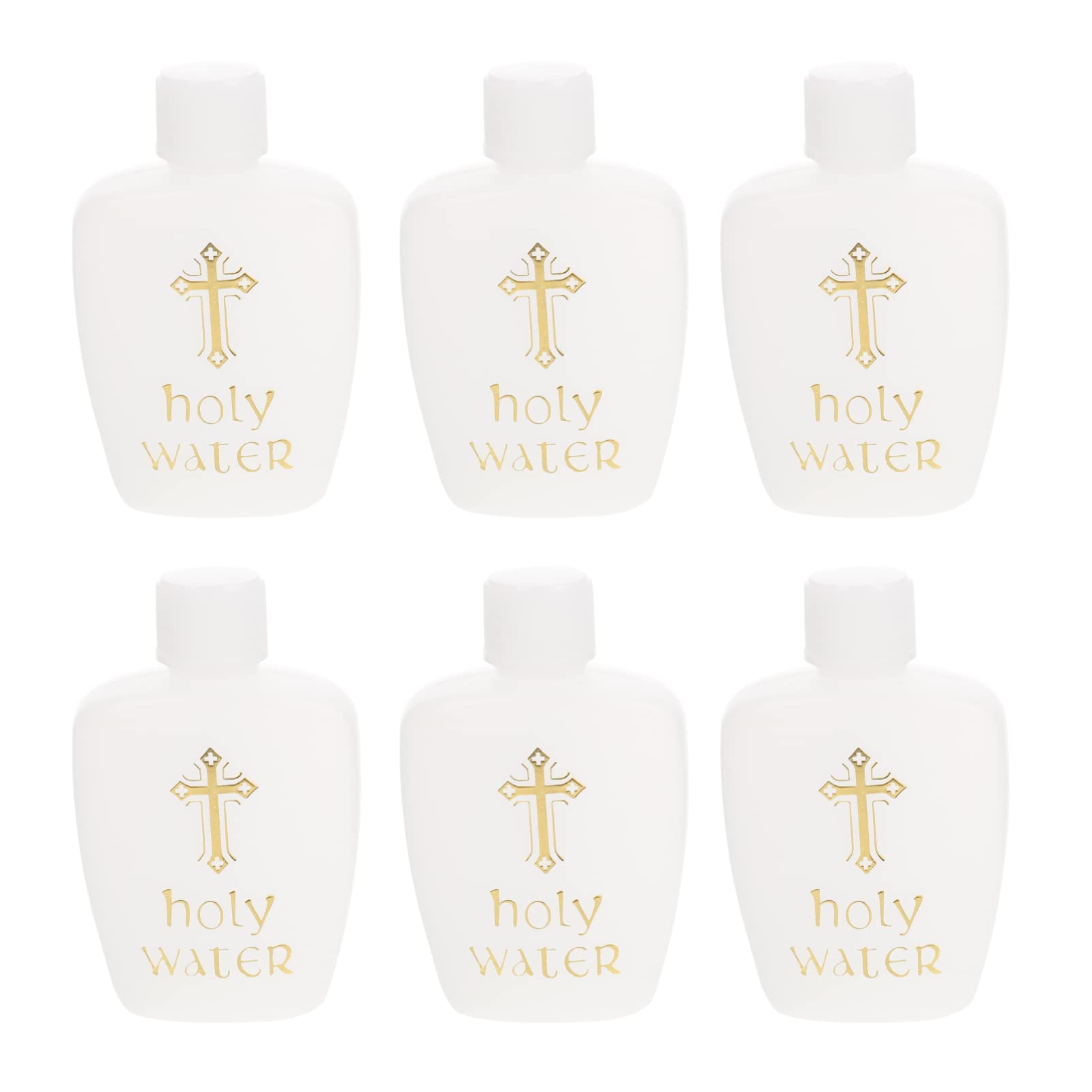 EXCEART Bottiglia d'acqua santa, set da 6 pezzi, piccole bottiglie d'acqua sacre, 60 ml, in plastica, per battesimo, chiesa, Pasqua, esorcismo, con motivo a croce, pratica per cerimonie religiose