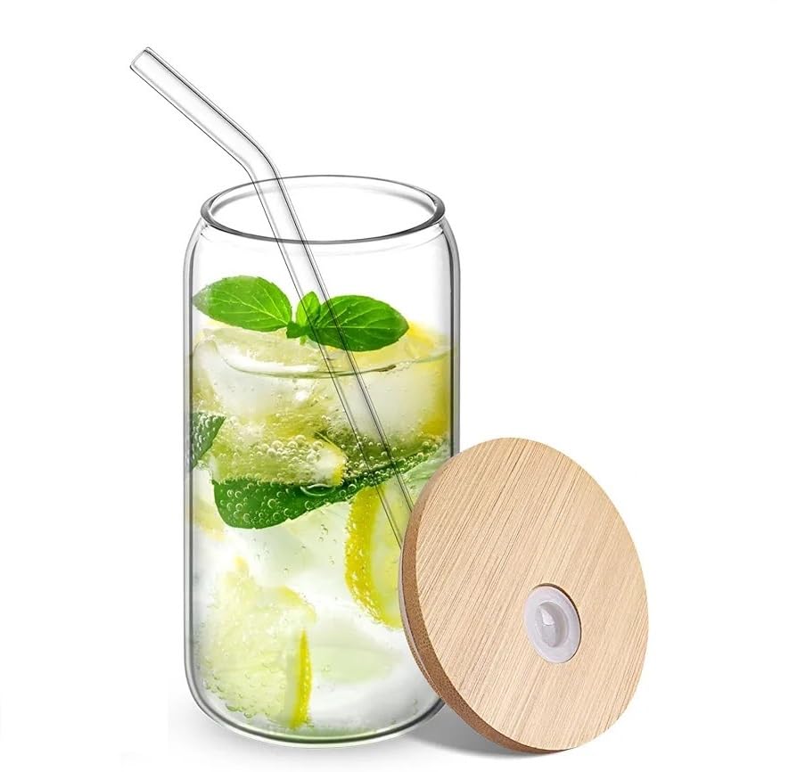 KELVEE Drinking Glasses Beer Can Shaped Tumbler with Bamboo Lid and Straw Pack of 1, 500ml Travel Coffee Sipper Mug for Juice Cocktail Iced Tea Soda Cold Drink Cup (Can) (B0DGTC6HPN) Amazon Price History, Amazon Price Tracker