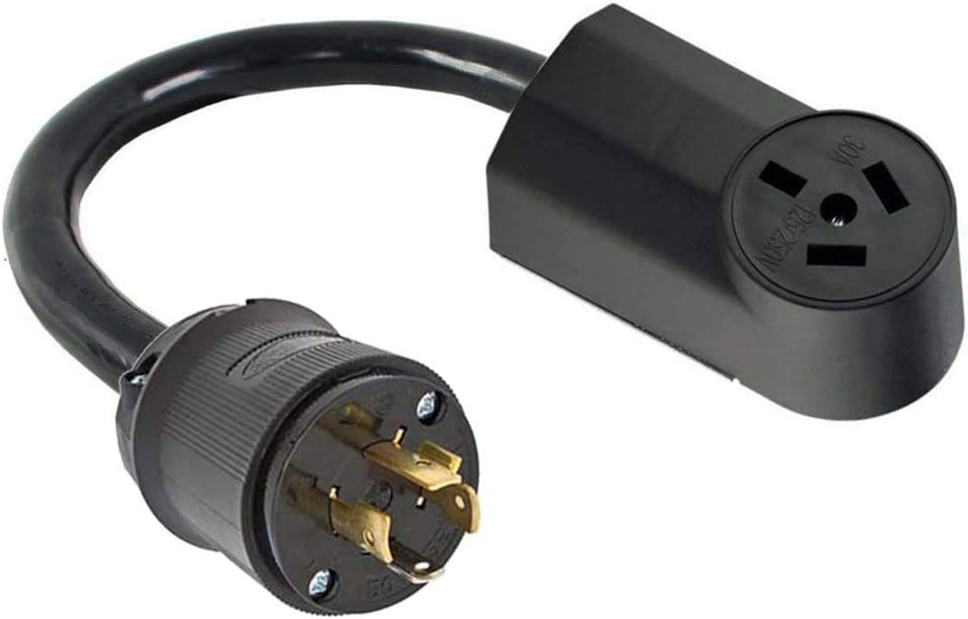 L14-20P Male 4-Pin Twist Lock Plug To 10-30R Range Stove Oven Female 3-Prong Receptacle Outlet Box NEMA Power Cord Adapter/Converter