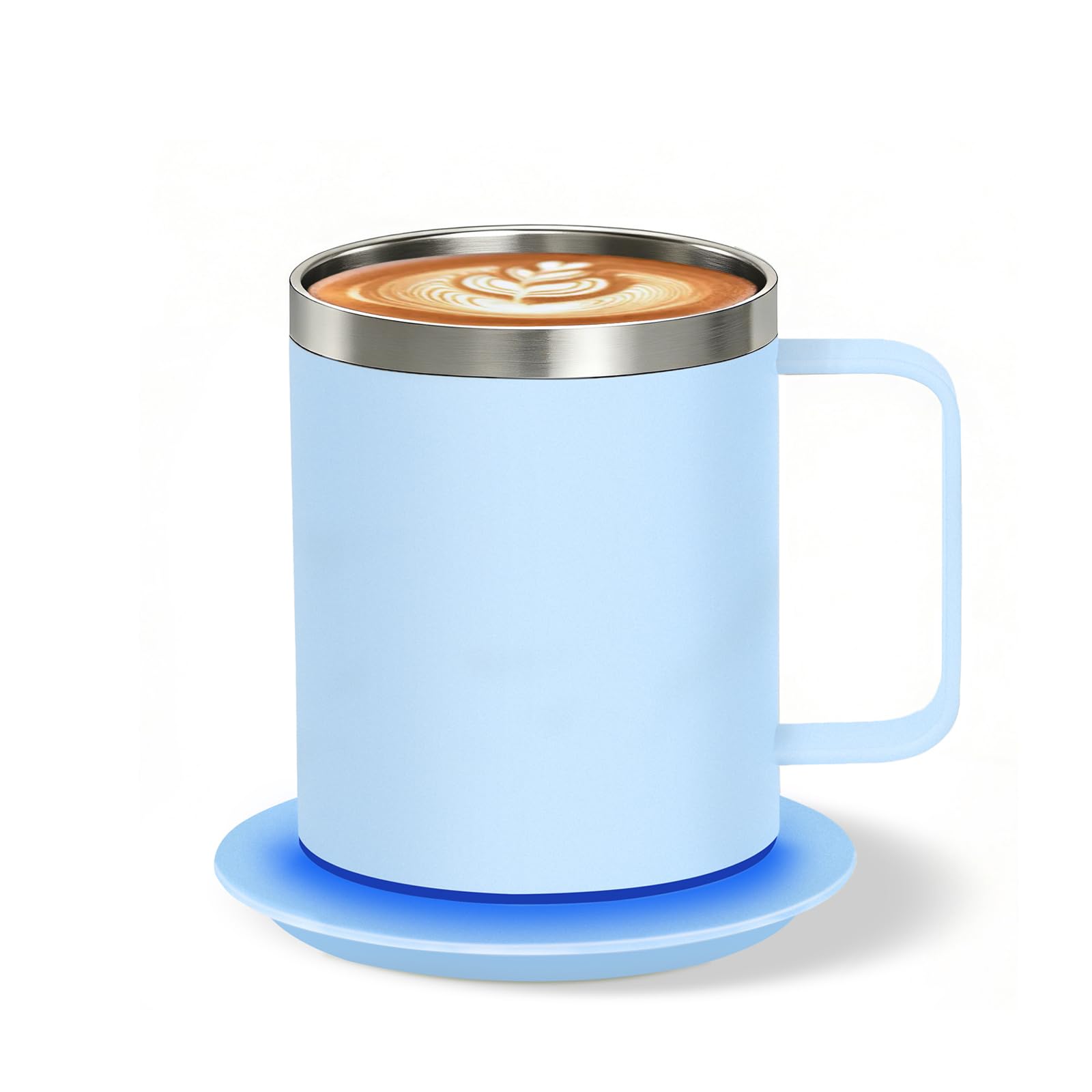 Zhenglu Self Heating Mug 131°F Temperature Control, Smart Heated Coffee Cup with Auto Shut Off, USB Powered Warmer for Desk Office Home(Cerulean-12oz)