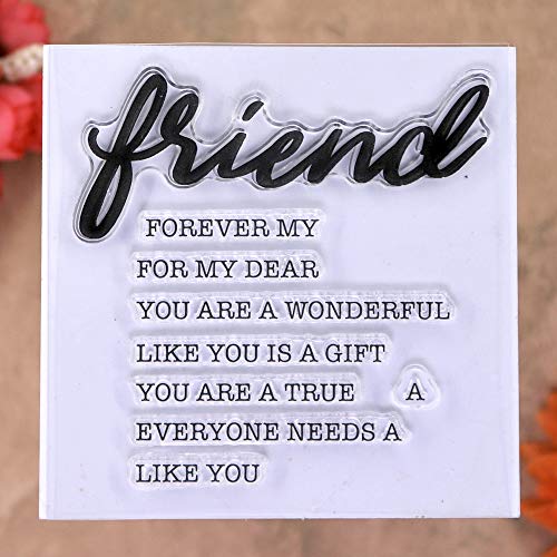 Kwellam 4Pcs/Lot Words Love Hugs Hello Friend Stamp Rubber Clear Stamps For Photo Album Decorative Card Making And Diy Scrapbooking #TOP4