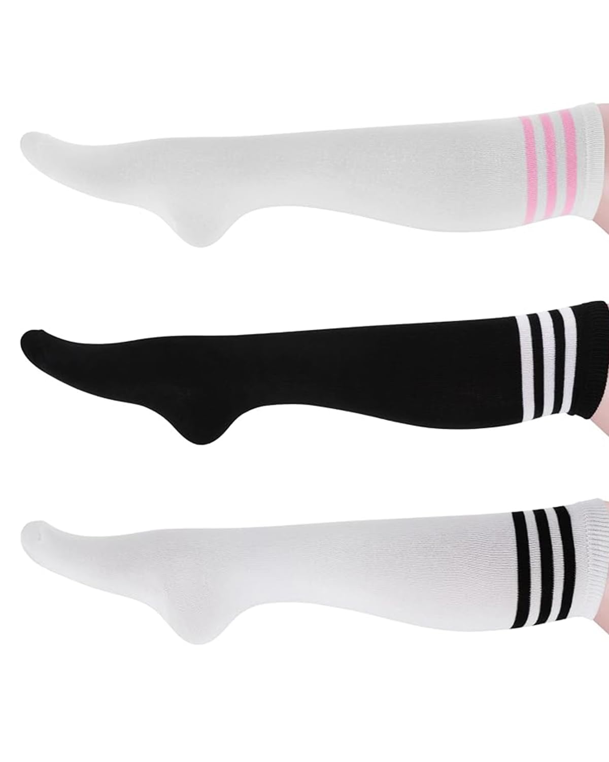 Calcetines Hasta la Rodilla para Mujer - 3 Pares ​​Calcetines Deportivos de Algodón Suave, Calcetines Hasta Rodilla Altos de Calctines Altos de Punto Sólido Casuales Calcetines de Botas