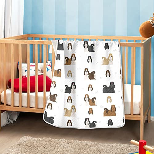 Image of Swaddle Blanket for Infants, Shih Tzu Poses, Cotton, Lightweight Soft Swaddling Blanket for Crib, Stroller, Nursery, 30X40 in