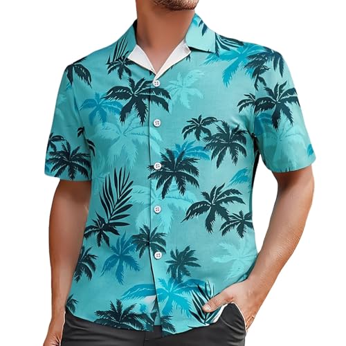 Camisas Vice City para Hombre para Uso Casual: cómodas Camisas holgadas con Botones para Primavera, Verano y otoño, Muy elásticas y fáciles de Lavar, de poliéster, protección UV y Transpirable