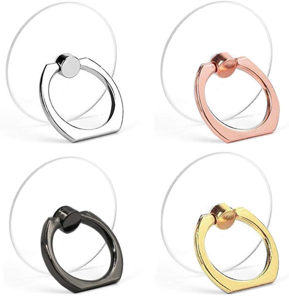 IHUIXINHE Cell Phone Ring Holder, 4PCS 360 Degree Rotation and 180 °Flip Transparent Finger Ring Stand Holder Kickstand Compatible with Most of Smartphones Tablet and Phone Case (Round)