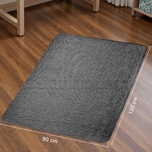 Image of Sycoodeal Office Chair Mat for Hardwood & Tile Floor, 36 inch x 48 inch Computer Gaming Chair Mat for Rolling Chairs Non-Curve, Anti-Slip, Heavy Duty Floor Protector for Home Office (Dark Black)