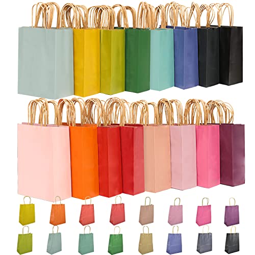 Bakepacker 60Pcs Small Gift Paper Bags With Handles 8.26"×6"×3.15" Small Bags 16 Different Color Kraft Bags #TOP5