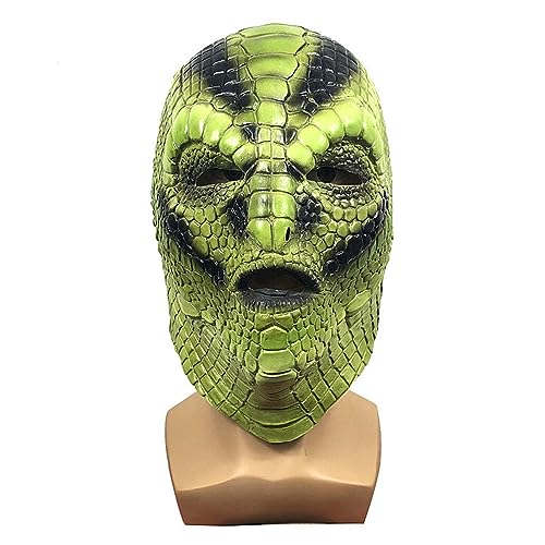 Masque serpent Halloween en latex jaune idéal pour terrifier vos amis en soirée