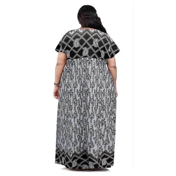 Image of Nighty for Women Cotton Printed Maxi Gown Ankle Length Nighty Night Dress Gown for Women Maxi - Free Size