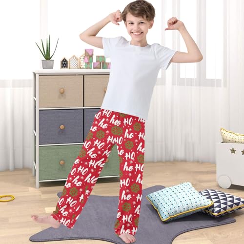 Boy's Pants Hohoho Santa Claus Laugh Jogger Pants Elastic Waist Long Bottoms Trousers with Pockets 6-14 Years4