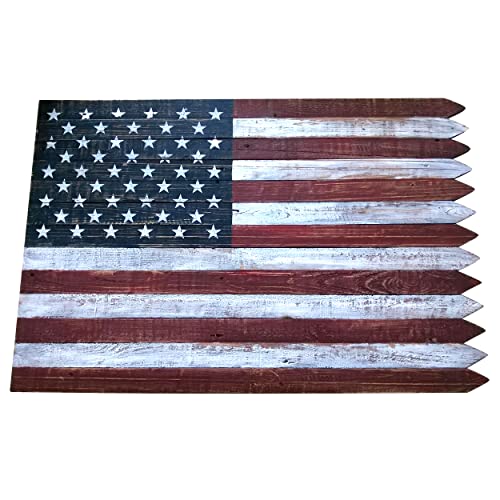 Wooden American Flag Sign Wall Dcor (36 x 24) Rustic Farmhouse Decoration Outdoor/Indoor - Backyard Expressions