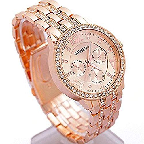 Men's Watch, Rose Gold Big Dial Alloy Crystal Rhinestone Quartz Leisure Classic Wrist Watch 40mm - H Men's Watch, Rose Gold Big Dial Alloy Crystal Rhinestone Quartz Leisure Classic Wrist Watch 40mm - H
