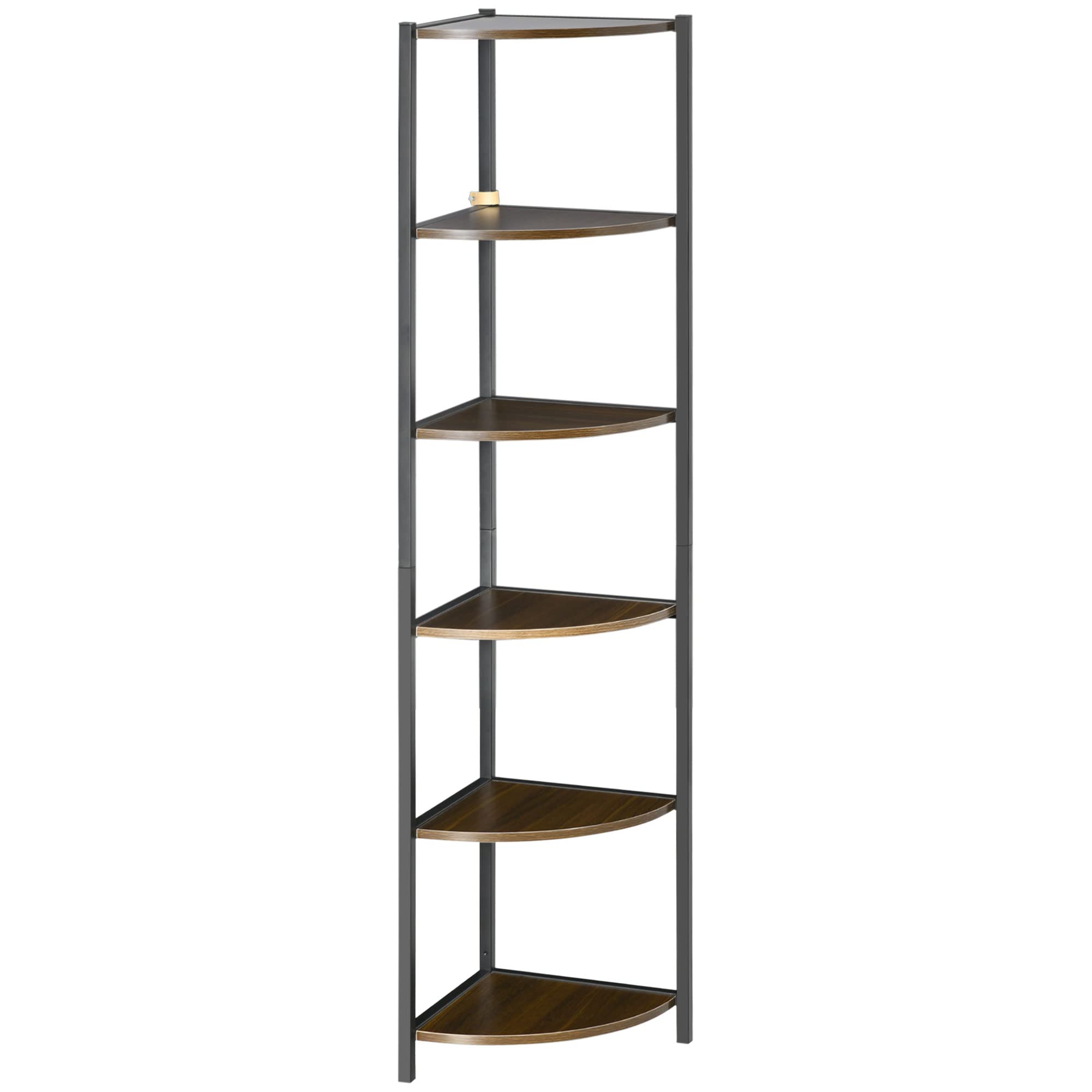 HOMCOM Libreria Moderna Angolare 6 Ripiani in Metallo e MDF 34x34x166cm | Mobile Libreria a Parete, per Salotto e Studio