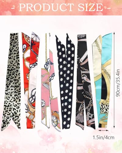 6 Pack Scarf Bags for Women Narrow Handbag Handle Wrap Ribbon Neckerchief Scarf Hair Neck Scarves Fashion Gifts2