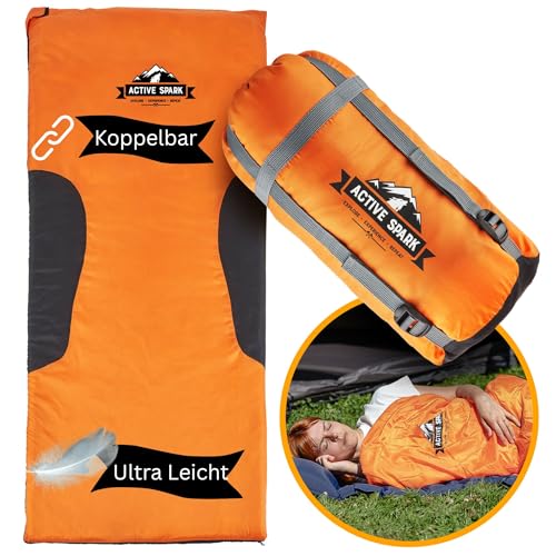 ACTIVE SPARK Schlafsack – Sommerschlafsack Ultraleicht & atmungsaktiv – Schlafsack Sommer für Camping – Deckenschlafsack – Schlafsack Kleines Packmaß – Schlafsäcke Outdoor Sleeping Bag