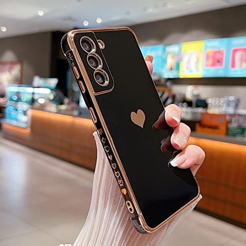 LSOUGUK Compatible with Samsung Galaxy S21 5G Case,Love Heart Pattern Electroplated Design Soft TPU Shockproof Protective Phone Case Full Camera Lens Protection Cover for Samsung Galaxy S21 5G-Black LSOUGUK Compatible with Samsung Galaxy S21 5G Case,Love Heart Pattern Electroplated Design Soft TPU Shockproof Protective Phone Case Full Camera Lens Protection Cover for Samsung Galaxy S21 5G-Black