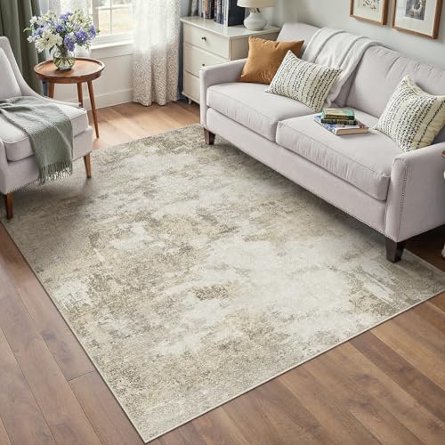 PureCozy Alfombra Salon 120x180cm Beige Alfombras Cocina Antideslizante Lavables Modernas Abstractas Tapete Infantil Habitacion Dormitorio Sala Pelo Corto Carpet