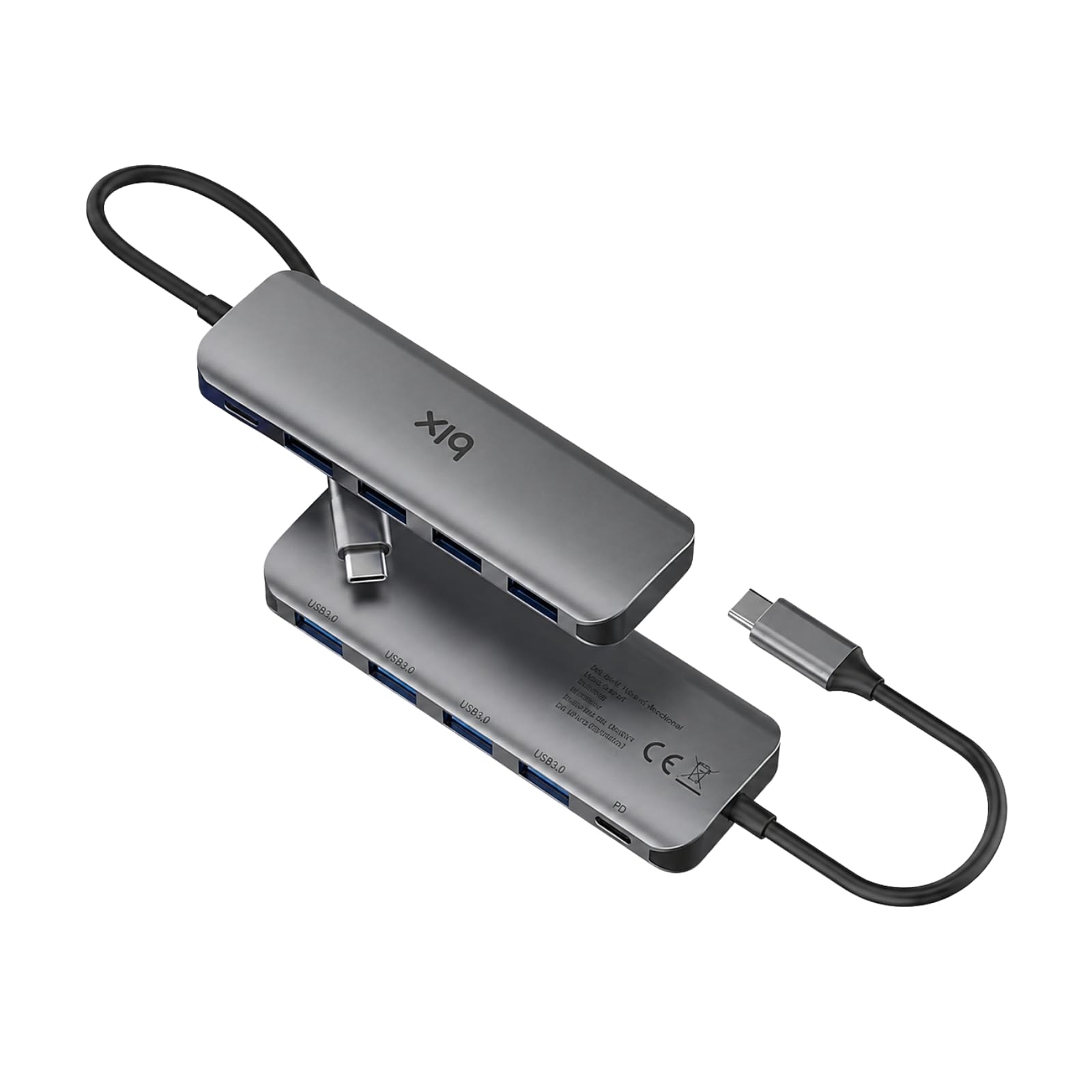 Bix BX07HB USB-C Hub 4x USB 3.0 PD Şarj 5Gbps Mac Windows Uyumlu Alüminyum Çoklayıcı Gri Adaptör HUB