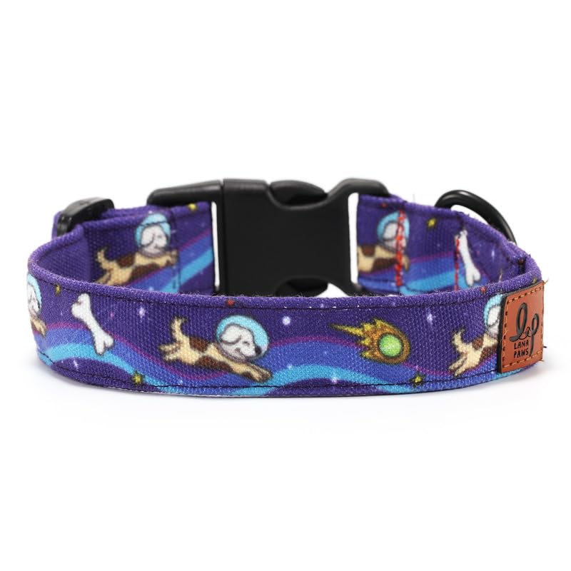 Image of Lana Paws Polycotton Cosmic Dog Skin-Friendly, Fabric Dog Collar Belt, Small, Adult Shih Tzu & Similar, 14 x 1 inch