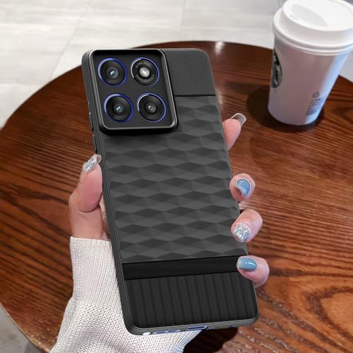 Image of Pikkme Back Cover for Motorola Moto Edge 60 Stylus 5G Soft Grip 3D Hexa Cube Texture Silicone Bumper Case (Black)