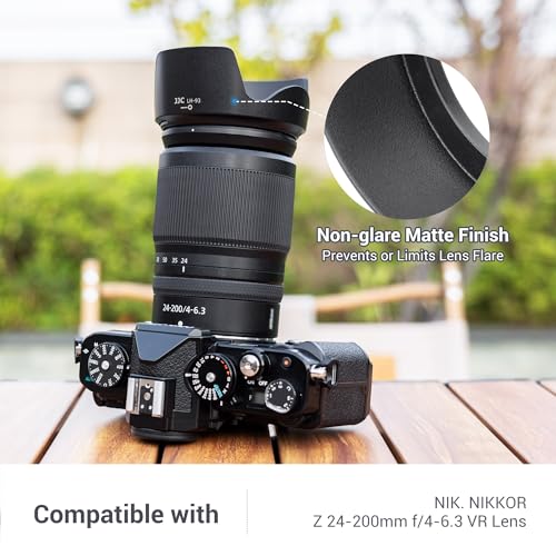 Parasol para lente Nikon Nikkor Z 24-200 mm f/4-6.3 VR, parasol reversible que reemplaza al HB-93, compatible con filtros y tapas de lente de 67 mm miniatura 2