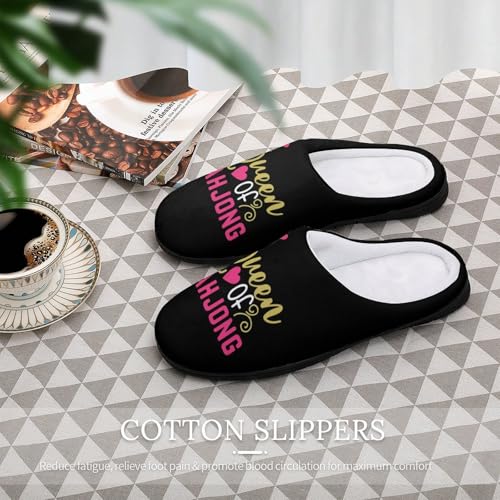 Mahjong Queen Womens Cotton Slippers Anti-slip Rubber Sole Winter Warm House Shoes For Daily Wear4