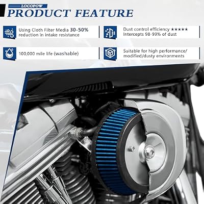 LOCOPOW HD-0800 29442-99e Air Filter for Harley Davidson Dyna Road King Super Street Electra Glide Ultra Classic FatBoy Softail Springer Classic Custom Deluxe Deuce Rocker Slim High Flow