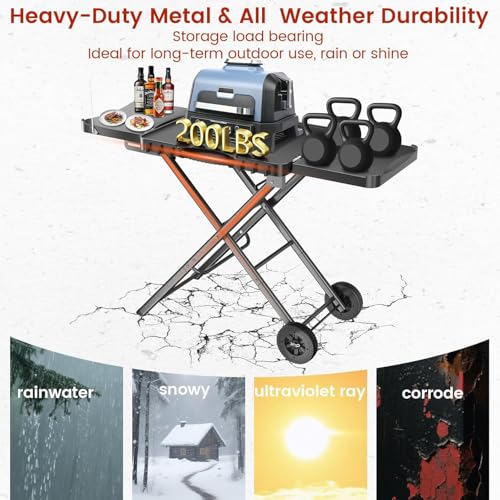 Grillständer für Ninja Woodfire OG701 OG850 OG951, Pizza Ofen Ständer für Onni 12, Grillwagen für Blackstone, Cuisinart, Outdoor-Kochtisch, Schnell falten, 129.2 x 53.3cm, 12.7 kg