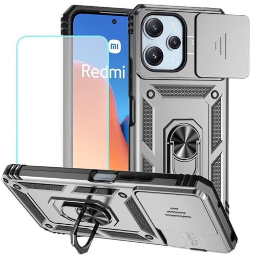 Coque Poco M6 Pro antichoc argentée, protection verre trempé et support aimanté voiture