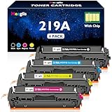 Meagiis 219A (Mit Chip) Toner Kompatibel für HP 219A 219X Toner für HP Color Laserjet Pro 3202DN 3202DW MFP 3302FDW 3302SDW 3302FDN 3302FDWG 3302SDWG 3302FDNG (1 Schwarz, 1 Cyan, 1 Magenta, 1 Gelb)