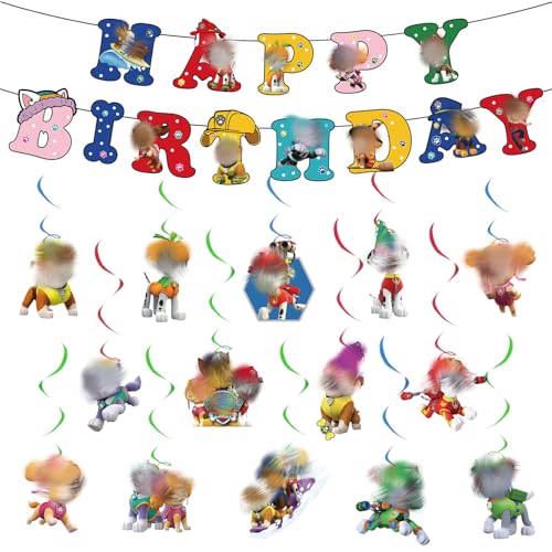 WWD2Banner Happy Birthday Decoration 14PCS Bunting Garland and Hanging Decoration Birthday Banner Theme Kids Birth day Banner Party Deco ration for Girls Boys Birth day Party