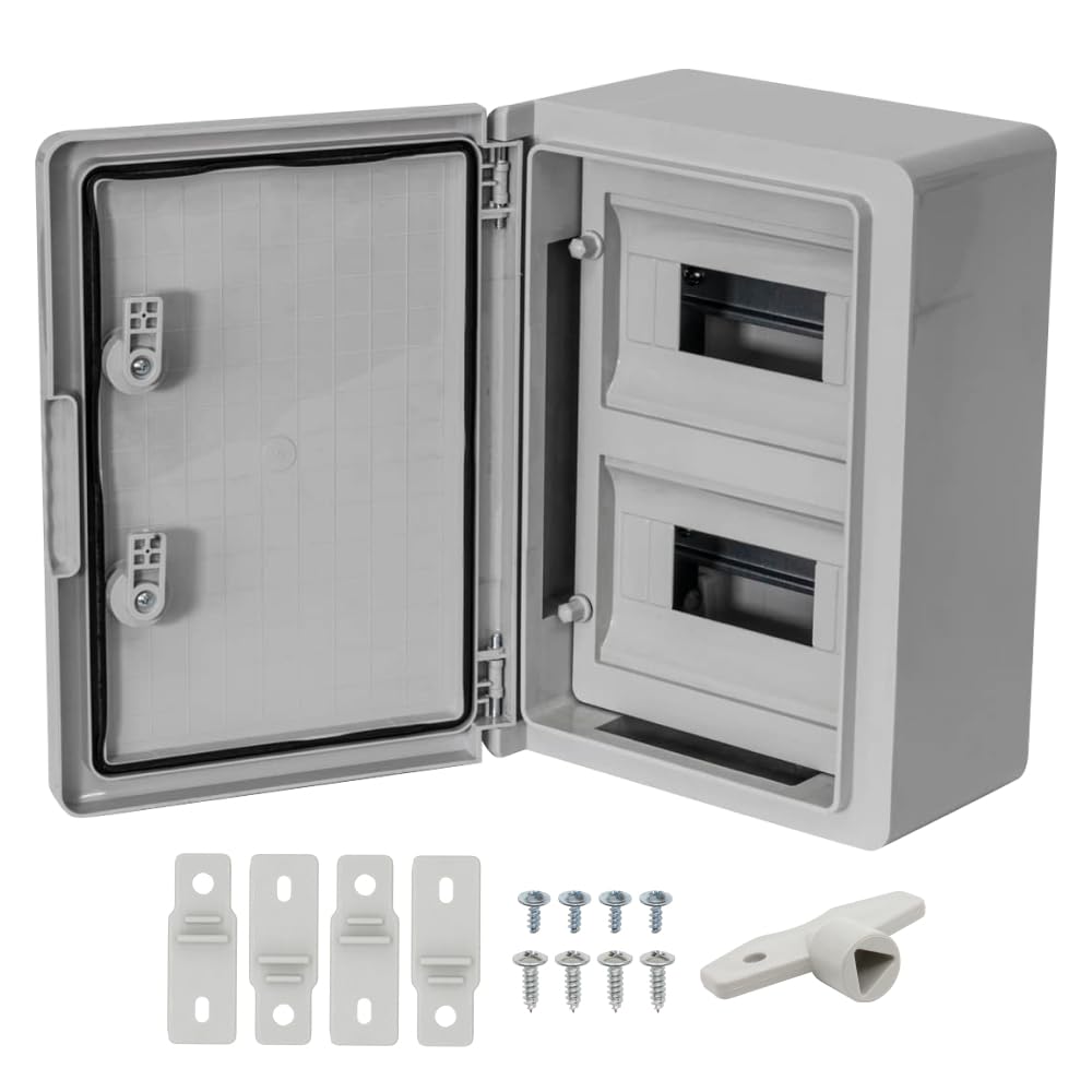 Armario distribución plástico ABS con placa montaje acero galvanizado 8x2 mod puerta Opaca armario vacio 250x350x150mm IP65 (8x2 Módulos, Puerta Opaca)